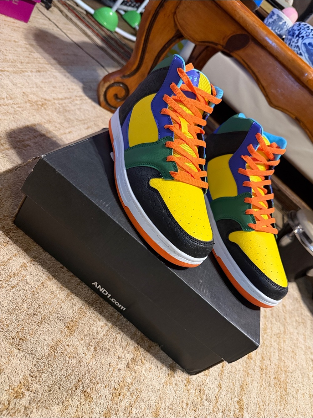 NWT AND1 Slam Mid TPR Multicolor High-Top Men's Sneakers Size 11